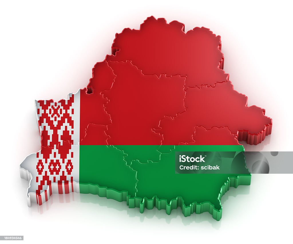 Białoruś Mapa z flagą na białym tle - Zbiór zdjęć royalty-free (Bez ludzi)