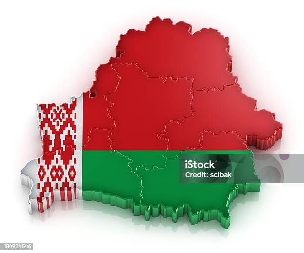 Białoruś Mapa Z Flagą Na Białym Tle - zdjęcia stockowe i więcej obrazów Bez ludzi - Bez ludzi, Białe tło, Białoruś