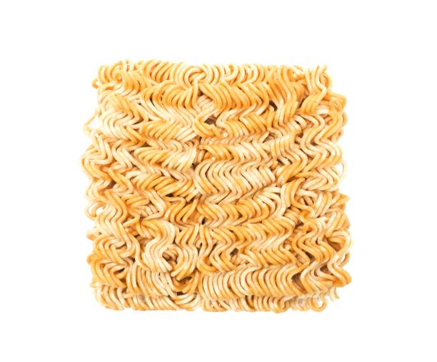 istock Blocks of dry instant noodles placed isolated on a white background. 1849347172