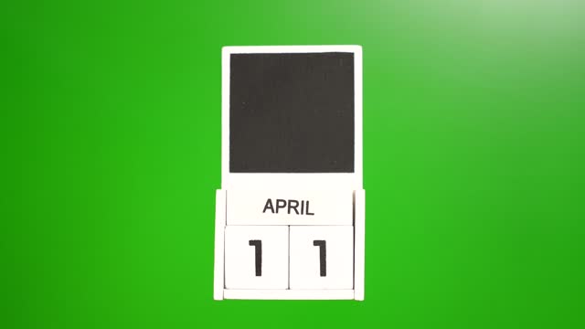 Calendar with the date April 11 on a green background. Illustration for an event of a certain date.