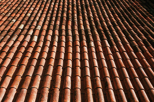 Clay roof tiles on a roof