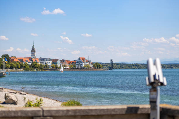 Promenade and harbor of Friedrichshafen on Lake Constance in summer stock photo