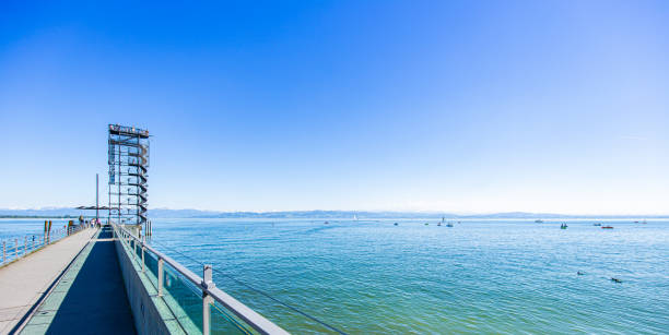 Promenade and harbor of Friedrichshafen on Lake Constance in summer stock photo