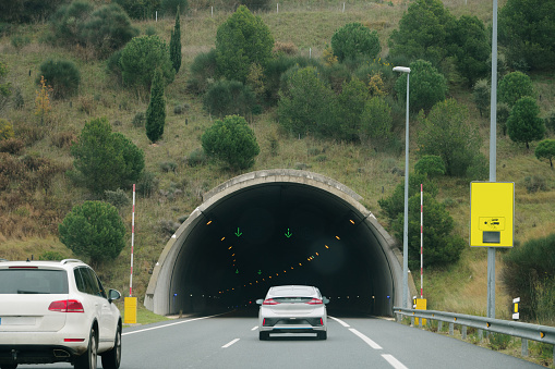 A highway tunnel as seen from car
