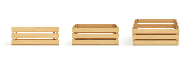 istock Vector realistic cargo storage wooden box isolated on white background. Wooden fruit box with holes. Box for storage and transportation of food. 1849354433