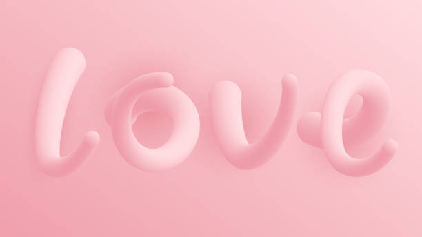 istock Love. 3d text design. Curved fluid lines. Romantic graphic template for wedding invitations and Happy Valentine's Day holiday greetings. 1849355111