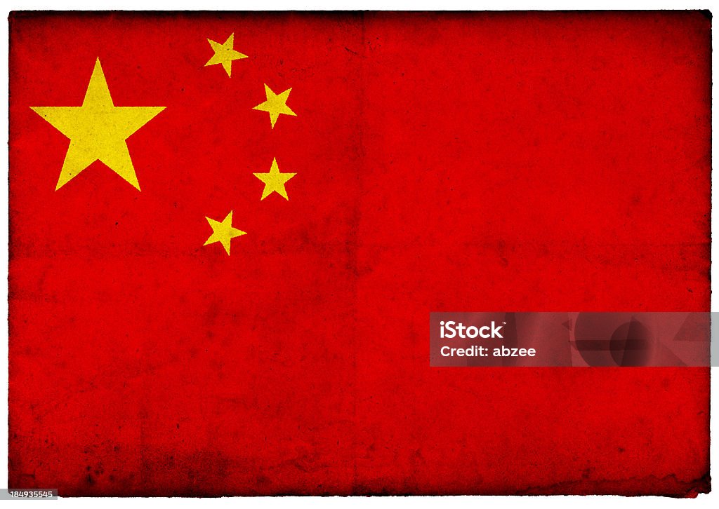 Grunge Flaga Chin na szorstkie krawędzie stary Kartka pocztowa - Zbiór zdjęć royalty-free (Flaga Chin)
