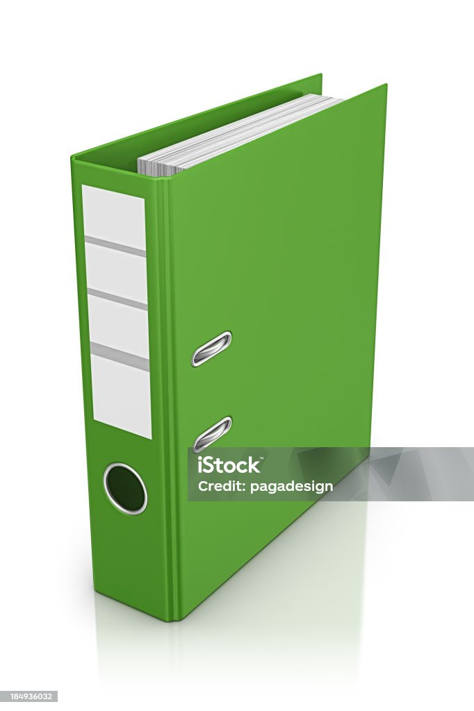 ring binder isolated green ring binder.3d render. Archives Stock Photo