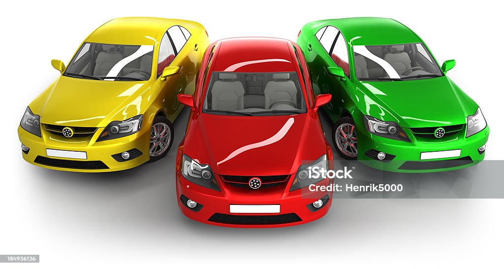 Le auto moderne in studio isolato con clipping path - Foto stock royalty-free di Automobile