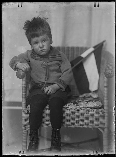 istock little boy with old Holland flag (vintage) 184936137
