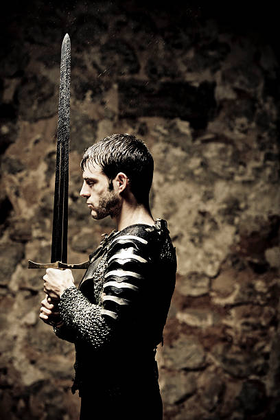 istock Knight in Meditation with closed eyes 184936179