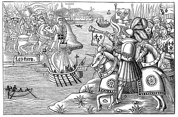 st. louis przyjazdu w carthage - king louis ix stock illustrations