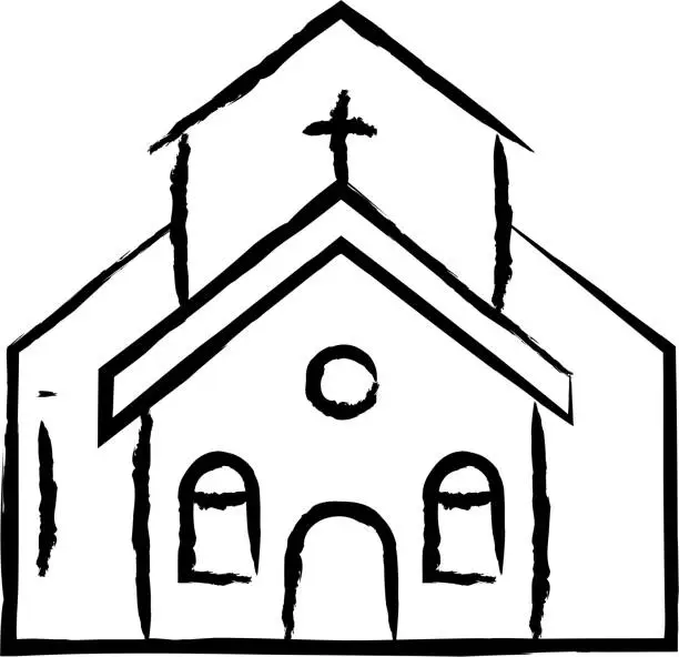 Vector illustration of Church hand drawn vector illustration