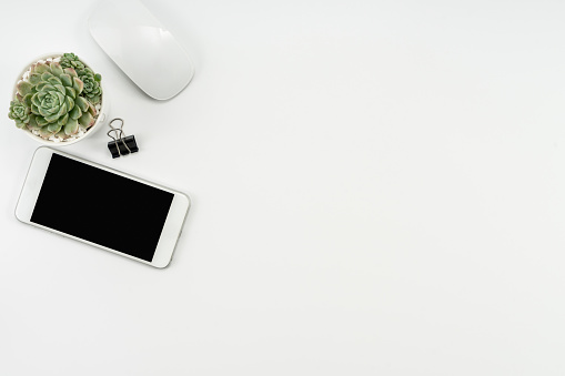 Desk, White Color, Above, Directly Above, Office