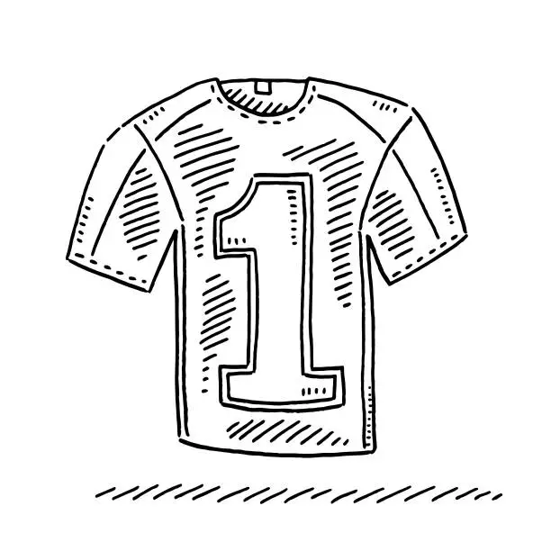Vector illustration of Sport Jersey Number One Drawing