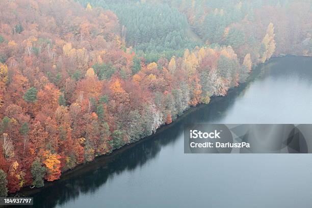 Aerial Photo Of Autumn Forest And A Lake Stock Photo - Download Image Now - Above, Aerial View, Autumn