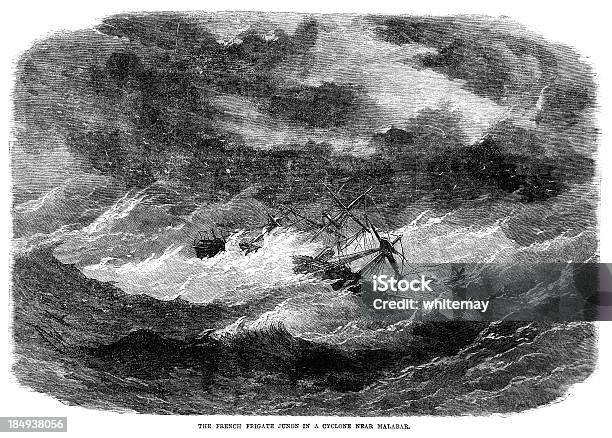 French Frigatejunonin Cyclone In Der Nähe Von Malabar 1868 Gravur It Stock Vektor Art und mehr Bilder von 1860-1869