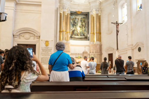 Tourism at the sanctuary of Fátima in the city of Fátima, Santarém, Portugal