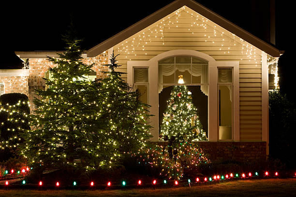istock House with Christmas Lights and Tree 184939049