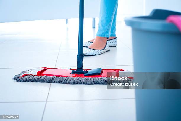 Mopping Floor Stock Photo - Download Image Now - Flooring, Mop, Wet