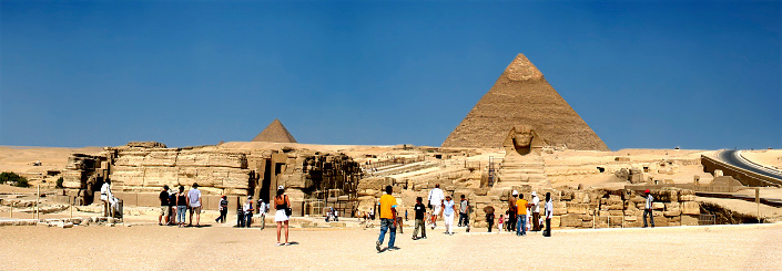Panorama of Giza Pyramids in Egypt
