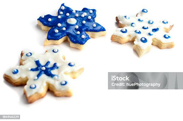 Foto de Snowflake Biscoitos Açucarados e mais fotos de stock de Hanukkah - Hanukkah, Biscoito de açucar, Enfeitado
