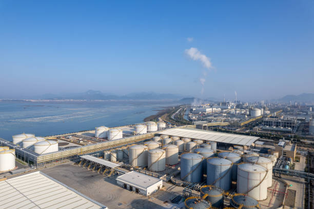 istock chemical plant operating by the seaside 1849410328