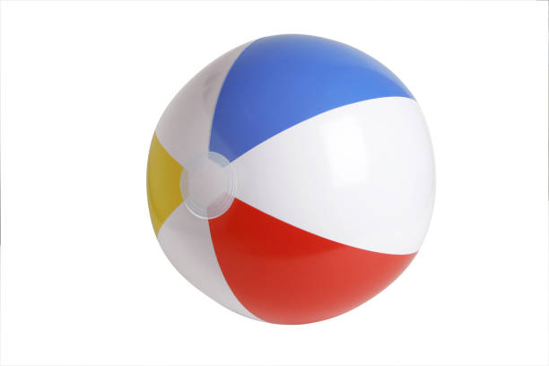 beach ball series (clipping path - vibrant color yellow recreational equipment red foto e immagini stock