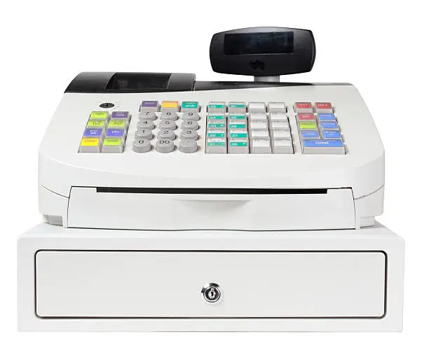 Photo of Cash Register on White with Clipping Path