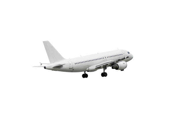 istock Take off a passenger jet plane isolated on white background 1849415999