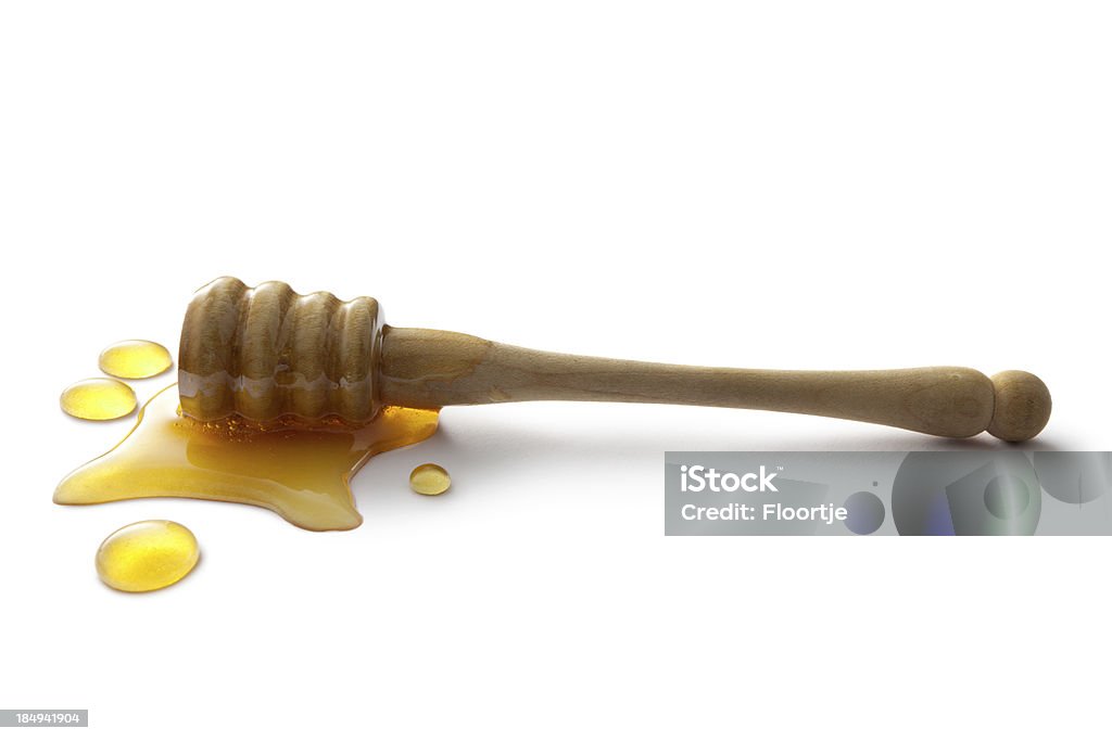 Sabor: Cuchara de miel - Foto de stock de Fondo blanco libre de derechos