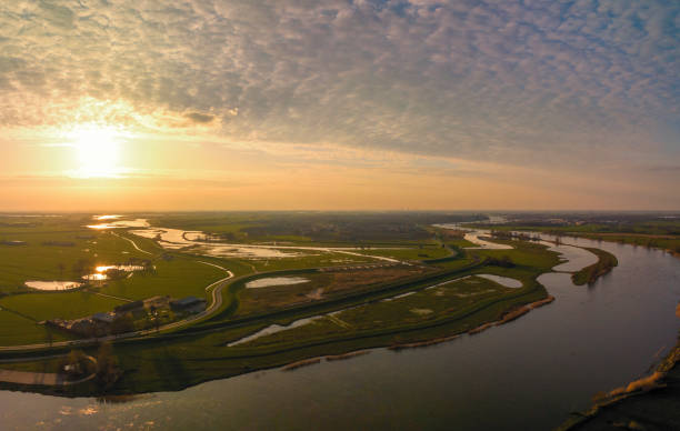 istock IJssel and Reevediep springtime sunset panoramic bird's eye view 1849423452
