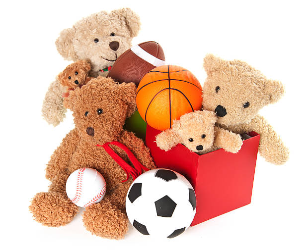 istock Donation Box with Teddy Bear, Balls and Toys 184943542