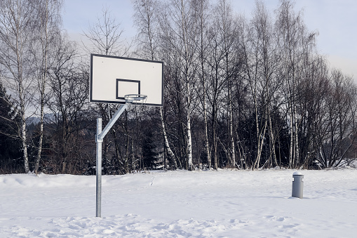 Basketball ball photographed close-up outdoors
