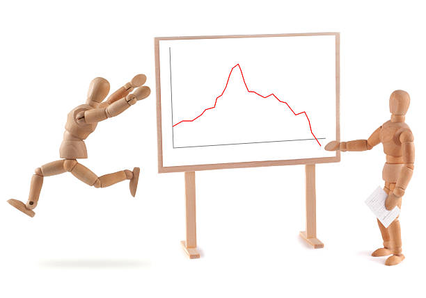 istock Wooden Mannequin and business graph 184943734