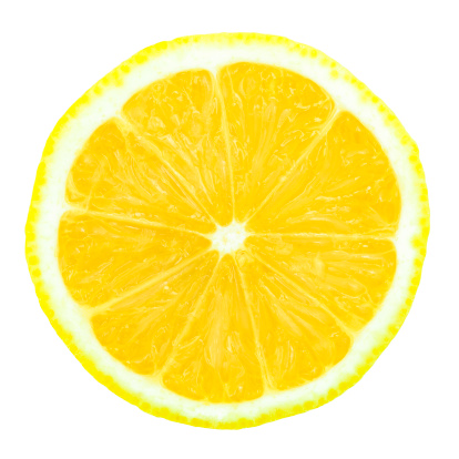 one half of lemon on white with extremity clipping paths