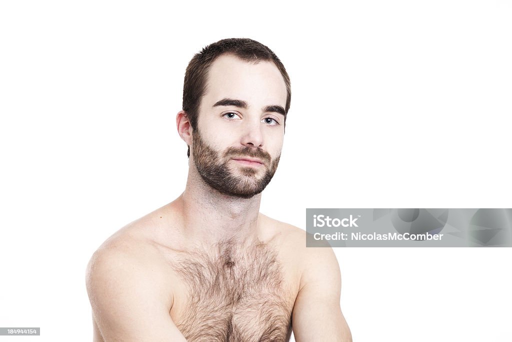 Tranquilo barbudo hombre sin camisa - Foto de stock de Hombres libre de derechos
