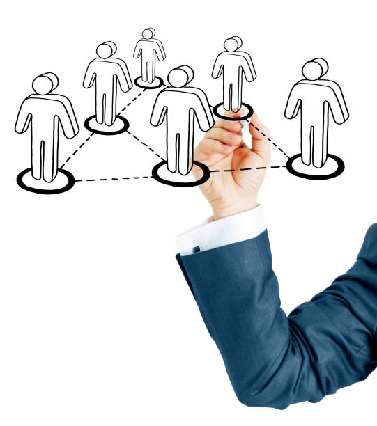 istock Businessman drawing social network (Felt Tip Pen) 184944443