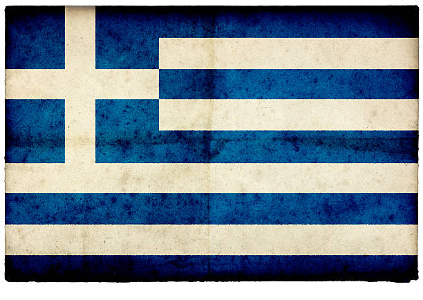 istock Grunge Greek Flag on rough edged old postcard 184945748