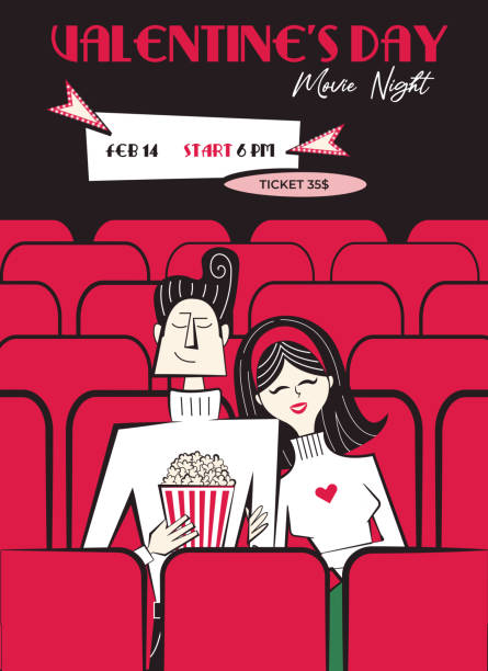 приглашение в кино на день святого валентина, постер. - party background video stock illustrations