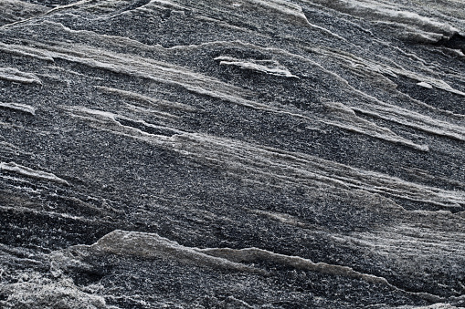 Rock mountain slope foreground close-up isolated on white background. Element for matte painting, copy space.