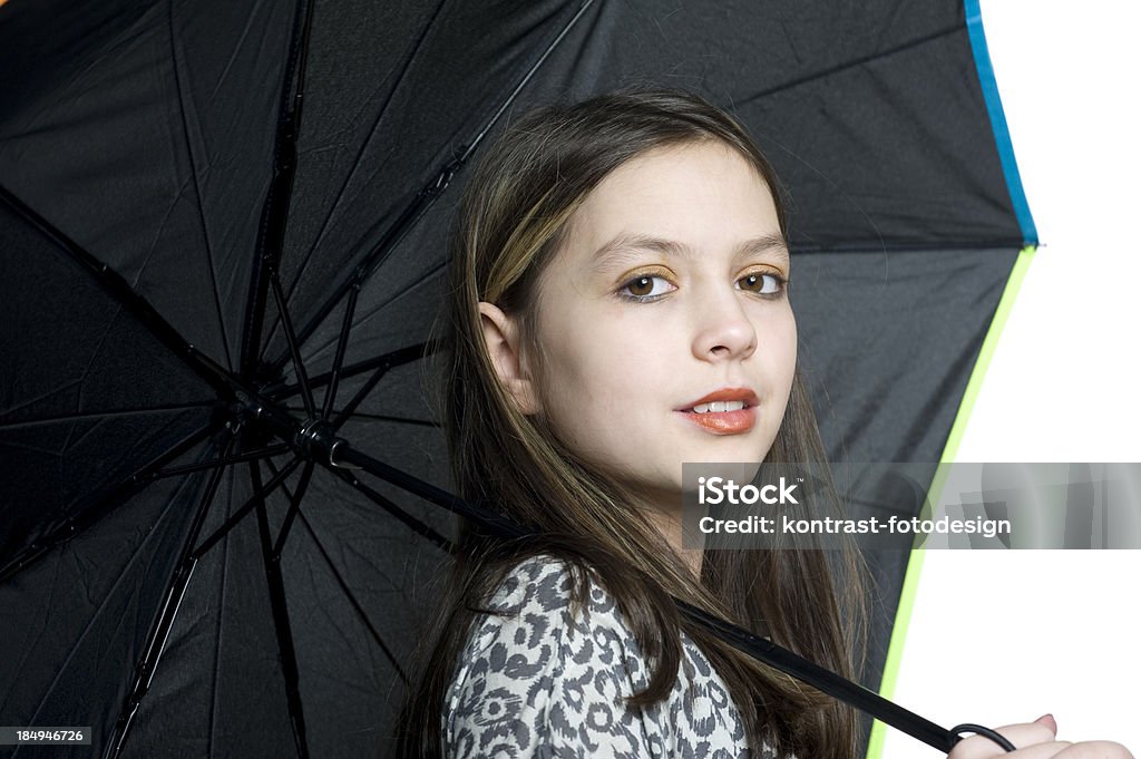 소녀만 따라 블랙 우산 - 로열티 프리 10-11세 스톡 사진