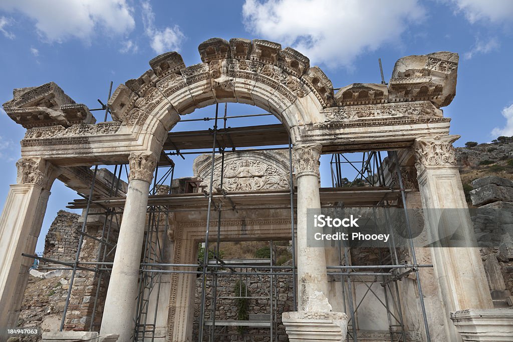 Temple of Hadrian Temple of Hadrian in Ephesus city ruins. Aegean Sea Stock Photo