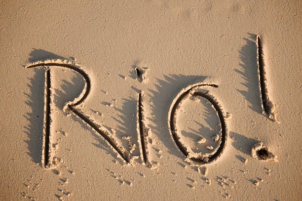 istock Rio! as in de Janeiro Brazil Handwritten Message Sand Beach 184947106