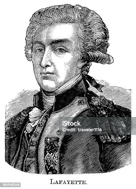 Ilustración de General De Lafayette y más Vectores Libres de Derechos de Grabado al aguafuerte - Grabado al aguafuerte, Cultura francesa, Cultura estadounidense