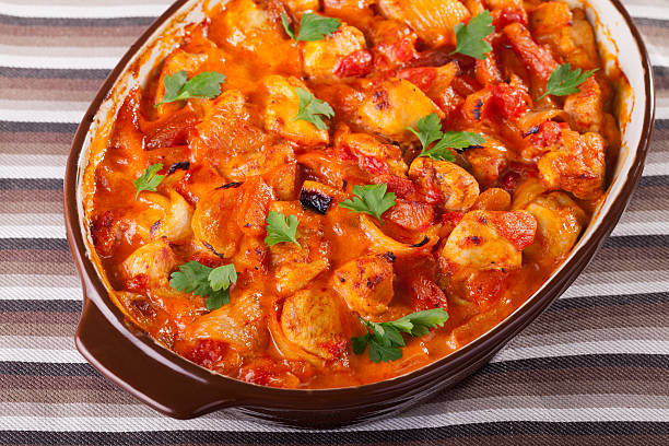 istock Casserole with chicken, potatos and tomatos 184949044