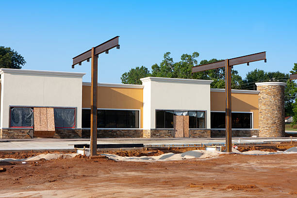 New gas station construction stock photo