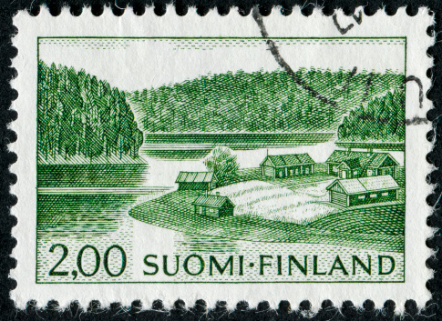Cancelled Stamp From Finland Featuring A Rural Waterfront Scene