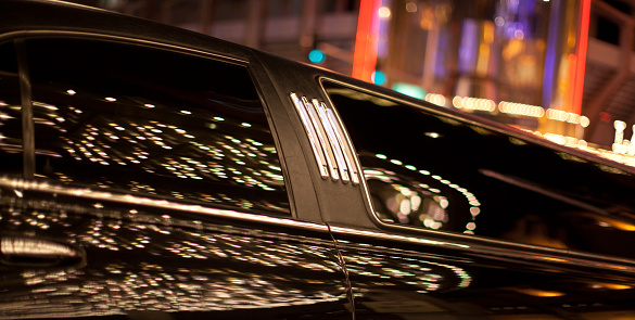 Amsterdam, The Netherlands, 11.02.2024, Elegant stretch limousine Lincoln Town Car from 2000 in white color parked in the street