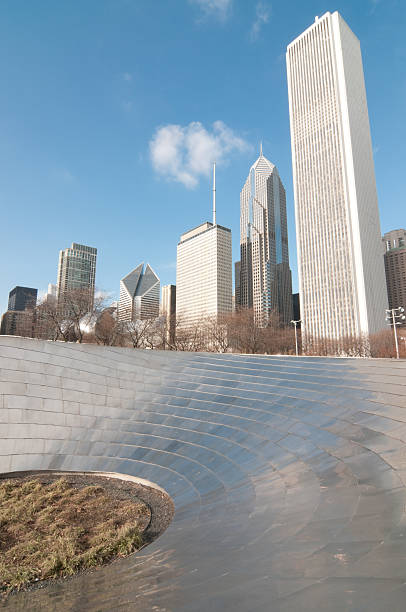 Chicago architecture Chicago architecture on a sunny day with a blue sky background. aon center chicago photos stock pictures, royalty-free photos & images